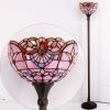 imageWERFACTORY Tiffany Floor Lamp Pink Baroque Stained Glass Light 12X12X66 Inches Pole Torchiere Standing Corner Torch Uplight Decor Bedroom Living Room Home Office S003P Series