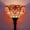 imageWERFACTORY Tiffany Floor Lamp Pink Baroque Stained Glass Light 12X12X66 Inches Pole Torchiere Standing Corner Torch Uplight Decor Bedroom Living Room Home Office S003P Series