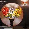 imageWERFACTORY Tiffany Floor Lamp Red Rose Flower Stained Glass Light 10X10X66 Inches Pole Torchiere Standing Corner Torch Uplight Decor Bedroom Living Room Home Office S001 Series