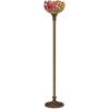 imageWERFACTORY Tiffany Floor Lamp Red Rose Flower Stained Glass Light 10X10X66 Inches Pole Torchiere Standing Corner Torch Uplight Decor Bedroom Living Room Home Office S001 Series