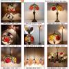 imageWERFACTORY Tiffany Floor Lamp Red Rose Flower Stained Glass Light 10X10X66 Inches Pole Torchiere Standing Corner Torch Uplight Decor Bedroom Living Room Home Office S001 Series