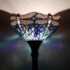 imageWERFACTORY Tiffany Floor Lamp Sea Blue Stained Glass Dragonfly Light 12X12X66 Inches Pole Torchiere Standing Corner Torch Uplight Decor Bedroom Living Room Home Office S631 Series