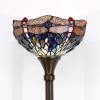 imageWERFACTORY Tiffany Floor Lamp Sea Blue Stained Glass Dragonfly Light 12X12X66 Inches Pole Torchiere Standing Corner Torch Uplight Decor Bedroom Living Room Home Office S631 Series