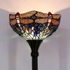 imageWERFACTORY Tiffany Floor Lamp Sea Blue Stained Glass Dragonfly Light 12X12X66 Inches Pole Torchiere Standing Corner Torch Uplight Decor Bedroom Living Room Home Office S631 Series