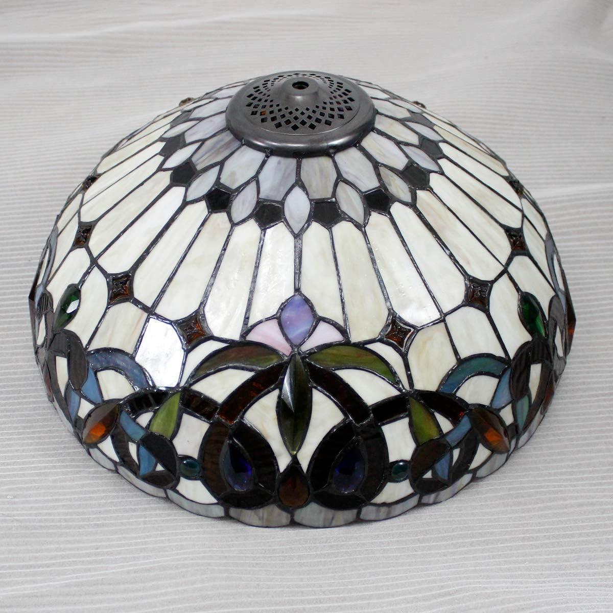 imageWERFACTORY Tiffany Style Table Lamp Colorful Stained Glass Serenity Victorian Bedside Lamp16X16X24 Inches Desk Light Metal Base Decor Bedroom Living Room Home Office S021 Series