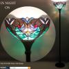 imageWERFACTORY Tiffany Floor Lamp Green Liaison Stained Glass Light 12X12X66 Inches Pole Torchiere Standing Corner Torch Uplight Decor Bedroom Living Room Home Office S160G Series