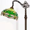 imageWERFACTORY Tiffany Floor Lamp Green Stained Glass Dragonfly Arched Lamp 12X18X64 Inches Gooseneck Adjustable Corner Standing Reading Light Decor Bedroom Living Room S459 Series