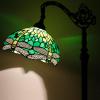imageWERFACTORY Tiffany Floor Lamp Green Stained Glass Dragonfly Arched Lamp 12X18X64 Inches Gooseneck Adjustable Corner Standing Reading Light Decor Bedroom Living Room S459 Series