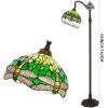 imageWERFACTORY Tiffany Floor Lamp Green Stained Glass Dragonfly Arched Lamp 12X18X64 Inches Gooseneck Adjustable Corner Standing Reading Light Decor Bedroom Living Room S459 Series