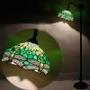 imageWERFACTORY Tiffany Floor Lamp Green Stained Glass Dragonfly Arched Lamp 12X18X64 Inches Gooseneck Adjustable Corner Standing Reading Light Decor Bedroom Living Room S459 Series