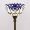 imageWERFACTORY Tiffany Floor Lamp Navy Blue Baroque Stained Glass Light 12X12X66 Inches Pole Torchiere Standing Corner Torch Uplight Decor Bedroom Living Room Home Office S003B Series