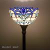 imageWERFACTORY Tiffany Floor Lamp Navy Blue Baroque Stained Glass Light 12X12X66 Inches Pole Torchiere Standing Corner Torch Uplight Decor Bedroom Living Room Home Office S003B Series
