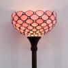 imageWERFACTORY Tiffany Floor Lamp Pink Stained Glass Pearl Bead Light 12X12X66 Inches Torchiere Standing Corner Torch Uplight Decor Bedroom Living Room Home Office S005P Series