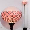 imageWERFACTORY Tiffany Floor Lamp Pink Stained Glass Pearl Bead Light 12X12X66 Inches Torchiere Standing Corner Torch Uplight Decor Bedroom Living Room Home Office S005P Series