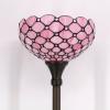 imageWERFACTORY Tiffany Floor Lamp Pink Stained Glass Pearl Bead Light 12X12X66 Inches Torchiere Standing Corner Torch Uplight Decor Bedroom Living Room Home Office S005P Series