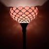 imageWERFACTORY Tiffany Floor Lamp Pink Stained Glass Pearl Bead Light 12X12X66 Inches Torchiere Standing Corner Torch Uplight Decor Bedroom Living Room Home Office S005P Series