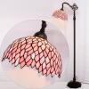 imageWERFACTORY Tiffany Floor Lamp Pink Stained Glass Wisteria Light 12X18X64 Inches Pole Torchiere Standing Corner Torch Uplight Decor Bedroom Living Room Home Office S523P Series