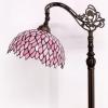 imageWERFACTORY Tiffany Floor Lamp Pink Stained Glass Wisteria Light 12X18X64 Inches Pole Torchiere Standing Corner Torch Uplight Decor Bedroom Living Room Home Office S523P Series