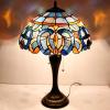 imageWERFACTORY Tiffany Lamp Blue Purple Cloud Stained Glass Style Table Lamp 16X16X24 Inches Desk Bedside Reading Light Resin Base Decor Bedroom Living Room Home Office S558 Series