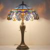 imageWERFACTORY Tiffany Lamp Blue Purple Cloud Stained Glass Style Table Lamp 16X16X24 Inches Desk Bedside Reading Light Resin Base Decor Bedroom Living Room Home Office S558 Series