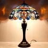 imageWERFACTORY Tiffany Lamp Blue Purple Cloud Stained Glass Style Table Lamp 16X16X24 Inches Desk Bedside Reading Light Resin Base Decor Bedroom Living Room Home Office S558 Series