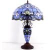 imageWERFACTORY Tiffany Lamp Blue Purple Lavender Stained Glass Baroque MotherDaughter Vase Table Lamp 16X16X24 Inches Desk Light Decor Bedroom Living Room Home Office S003C Series
