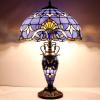 imageWERFACTORY Tiffany Lamp Blue Purple Lavender Stained Glass Baroque MotherDaughter Vase Table Lamp 16X16X24 Inches Desk Light Decor Bedroom Living Room Home Office S003C Series