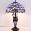 imageWERFACTORY Tiffany Lamp Blue Purple Lavender Stained Glass Baroque MotherDaughter Vase Table Lamp 16X16X24 Inches Desk Light Decor Bedroom Living Room Home Office S003C Series