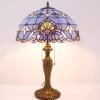 imageWERFACTORY Tiffany Lamp Blue Purple Stained Glass Baroque Table Lamp Lavender Style Bedside Desk Light Metal Base 16X16X24 Inches Decor Bedroom Living Room Home Office S003C Series 24 Inch