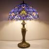 imageWERFACTORY Tiffany Lamp Blue Purple Stained Glass Baroque Table Lamp Lavender Style Bedside Desk Light Metal Base 16X16X24 Inches Decor Bedroom Living Room Home Office S003C Series 24 Inch