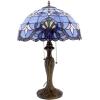 imageWERFACTORY Tiffany Lamp Blue Purple Stained Glass Baroque Table Lamp Lavender Style Bedside Desk Light Metal Base 16X16X24 Inches Decor Bedroom Living Room Home Office S003C Series 24 Inch