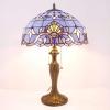 imageWERFACTORY Tiffany Lamp Blue Purple Stained Glass Baroque Table Lamp Lavender Style Bedside Desk Light Metal Base 16X16X24 Inches Decor Bedroom Living Room Home Office S003C Series 24 Inch
