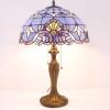 imageWERFACTORY Tiffany Lamp Blue Purple Stained Glass Baroque Table Lamp Lavender Style Bedside Desk Light Metal Base 16X16X24 Inches Decor Bedroom Living Room Home Office S003C Series 24 Inch