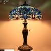 imageWERFACTORY Tiffany Lamp Blue Stained Glass Dragonfly Style Bedside Table Lamp 16X16X24 Inch Desk Reading Light Metal Base Decor Bedroom Living Room Home Office S631 Series