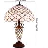 imageWERFACTORY Tiffany Lamp Cream Stained Glass Crystal Pear Bead MatherDaughter Vase Table Lamp 16X16X24 Inches Desk Reading Light Decor Bedroom Living Room Home Office S005 Series