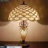 imageWERFACTORY Tiffany Lamp Cream Stained Glass Crystal Pear Bead MatherDaughter Vase Table Lamp 16X16X24 Inches Desk Reading Light Decor Bedroom Living Room Home Office S005 Series