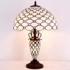 imageWERFACTORY Tiffany Lamp Cream Stained Glass Crystal Pear Bead MatherDaughter Vase Table Lamp 16X16X24 Inches Desk Reading Light Decor Bedroom Living Room Home Office S005 Series