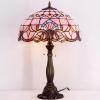 imageWERFACTORY Tiffany Lamp Pink Stained Glass Baroque Bedside Table Lamp Style Desk Light 16X16X24 Inches Decor Bedroom Living Room Home Office S003P Series