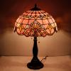 imageWERFACTORY Tiffany Lamp Pink Stained Glass Baroque Bedside Table Lamp Style Desk Light 16X16X24 Inches Decor Bedroom Living Room Home Office S003P Series