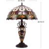 imageWERFACTORY Tiffany Lamp Red Stained Glass Tulip Flower MatherDaughter Vase Table Lamp 16X16X24 Inch Antique Desk Reading Light Decor Bedroom Living Room Home Office S030 Series