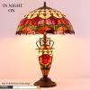 imageWERFACTORY Tiffany Lamp Red Stained Glass Tulip Flower MatherDaughter Vase Table Lamp 16X16X24 Inch Antique Desk Reading Light Decor Bedroom Living Room Home Office S030 Series