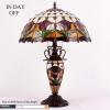 imageWERFACTORY Tiffany Lamp Red Stained Glass Tulip Flower MatherDaughter Vase Table Lamp 16X16X24 Inch Antique Desk Reading Light Decor Bedroom Living Room Home Office S030 Series