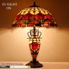 imageWERFACTORY Tiffany Lamp Red Stained Glass Tulip Flower MatherDaughter Vase Table Lamp 16X16X24 Inch Antique Desk Reading Light Decor Bedroom Living Room Home Office S030 Series