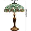 imageWERFACTORY Tiffany Lamp Sea Blue Stained Glass Bedside Table Lamp Dragonfly Style Desk Reading Light Metal Base 16X16X24 Inches Decor Bedroom Living Room Home Office S147 Series