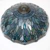 imageWERFACTORY Tiffany Lamp Sea Blue Stained Glass Bedside Table Lamp Dragonfly Style Desk Reading Light Metal Base 16X16X24 Inches Decor Bedroom Living Room Home Office S147 Series