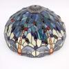 imageWERFACTORY Tiffany Lamp Stained Glass Bedside Table Lamp Navy Blue Yellow Turquoise Dragonfly 16X16X24 Inch Desk Light Metal Base Decor Bedroom Living Room Home Office S128 Series
