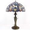 imageWERFACTORY Tiffany Lamp Stained Glass Bedside Table Lamp Navy Blue Yellow Turquoise Dragonfly 16X16X24 Inch Desk Light Metal Base Decor Bedroom Living Room Home Office S128 Series