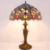 imageWERFACTORY Tiffany Lamp Stained Glass Bedside Table Lamp Navy Blue Yellow Turquoise Dragonfly 16X16X24 Inch Desk Light Metal Base Decor Bedroom Living Room Home Office S128 Series