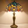 imageWERFACTORY Tiffany Lamp Stained Glass Bedside Table Lamp Navy Blue Yellow Turquoise Dragonfly 16X16X24 Inch Desk Light Metal Base Decor Bedroom Living Room Home Office S128 Series