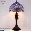 imageWERFACTORY Tiffany Lamp Stained Glass Table Bedside Lamp 12X12X22 Inches Blue Purple Baroque Style Lavender Reading Desk Light Decor Bedroom Living Room Home Office S003C Series